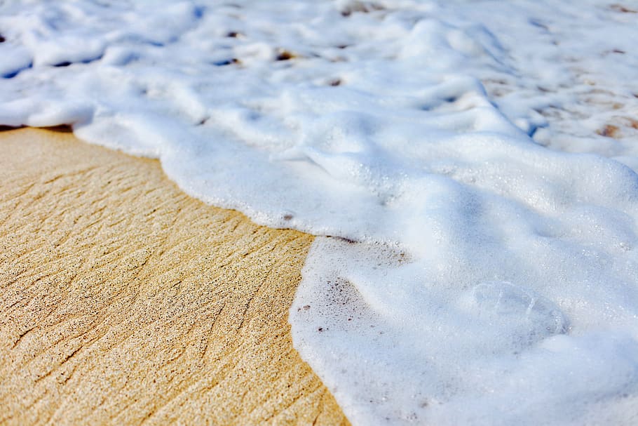 waves on seashore, land, beach, aquatic sport, surfing, sand HD wallpaper