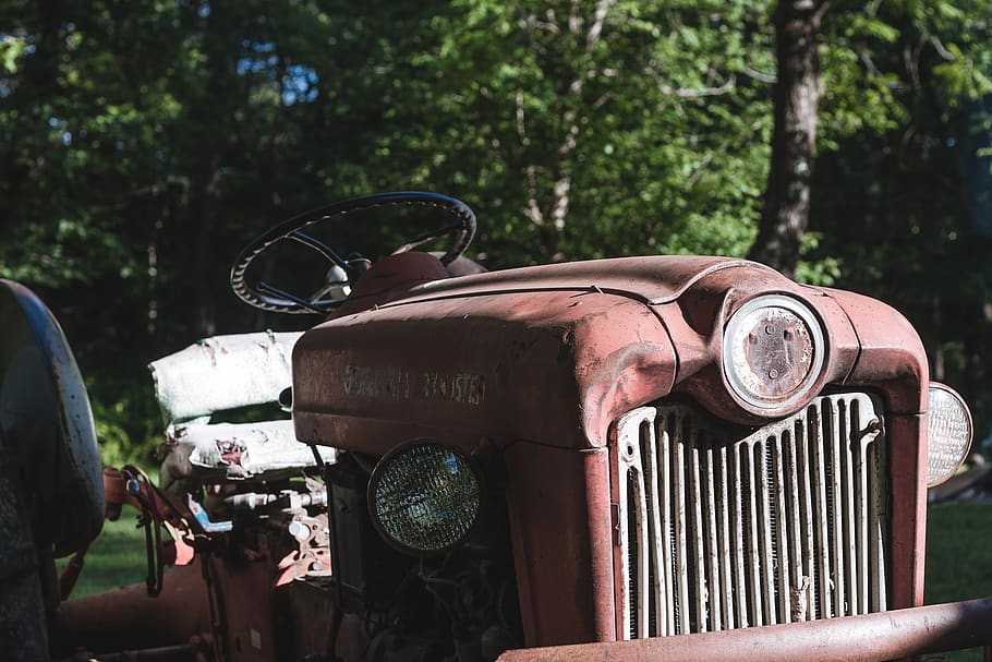 tractor, land vehicle, mode of transportation, tree, day, nature HD wallpaper