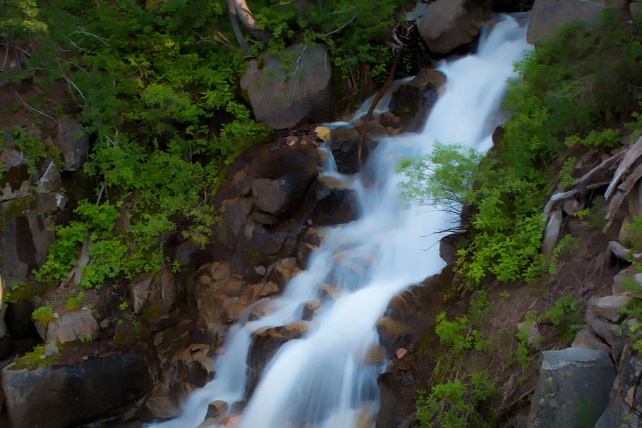 waterfall, highway 108, california sierra nevad mountains, leavitt creek, HD wallpaper