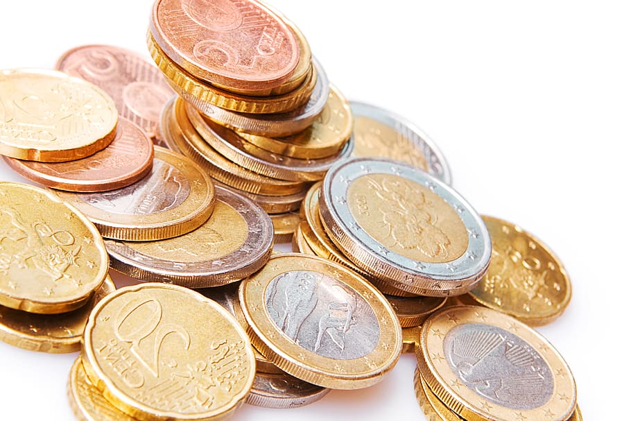 cent, close-up, closeup, coin, euro, heap, isolated, jewelry HD wallpaper