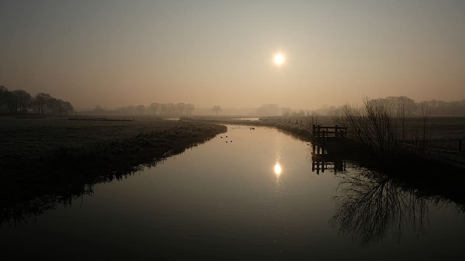 netherlands, notter, water, reflection, sky, tranquility, no people HD wallpaper