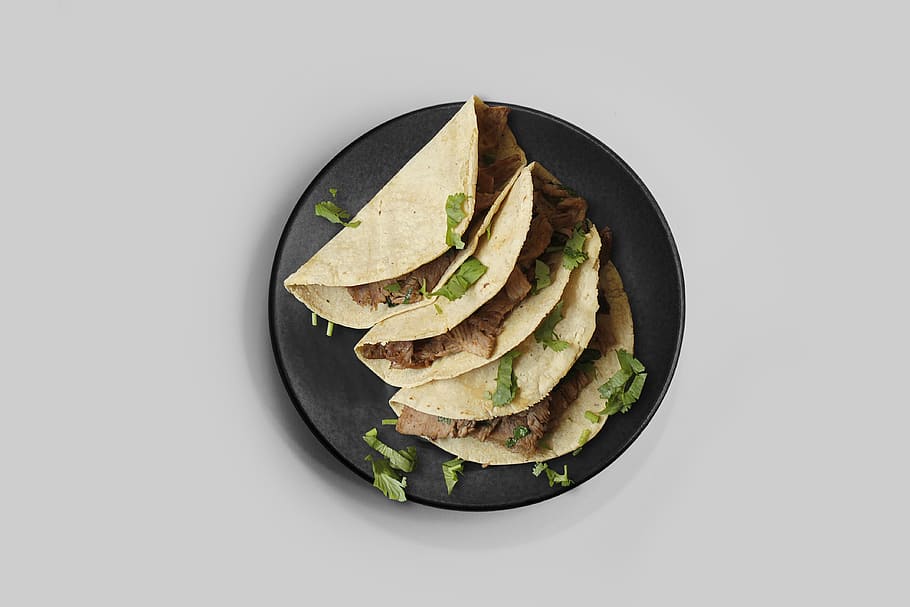 taco on plate, food and drink, healthy eating, studio shot, fruit, HD wallpaper