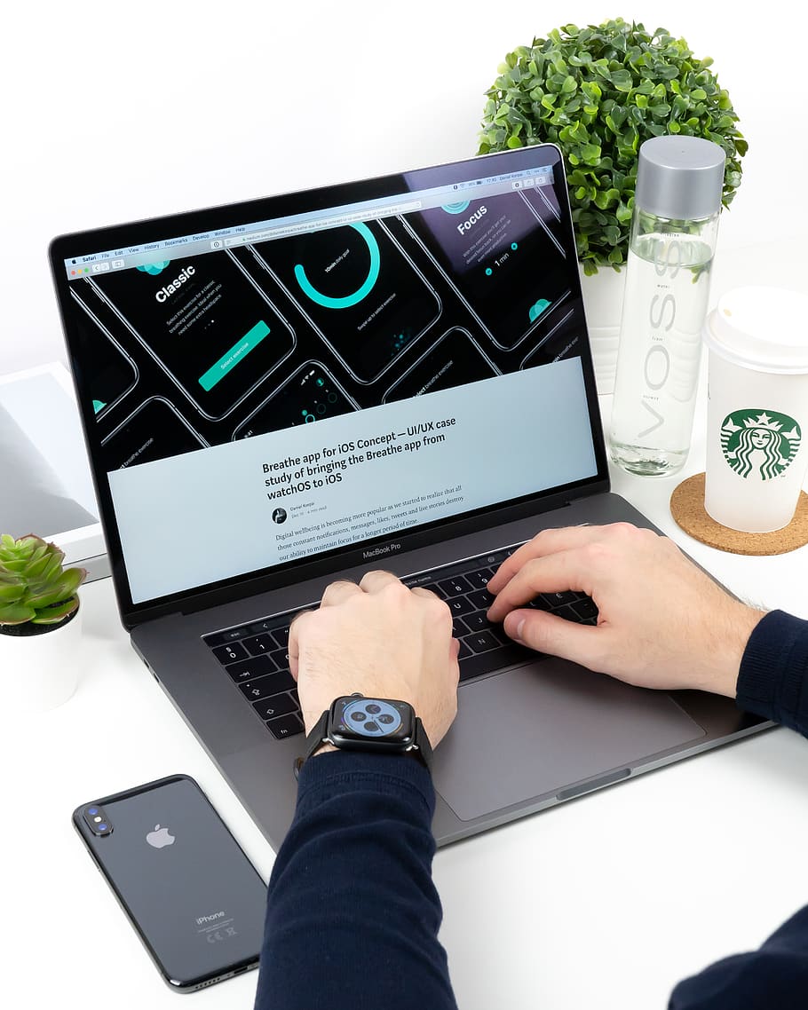 person using MacBook, human hand, communication, technology, human body part HD wallpaper