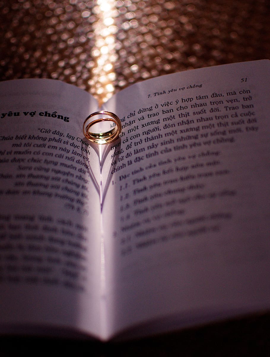ring love, book, light, shadow, rings, romantic, wedding, couple HD wallpaper