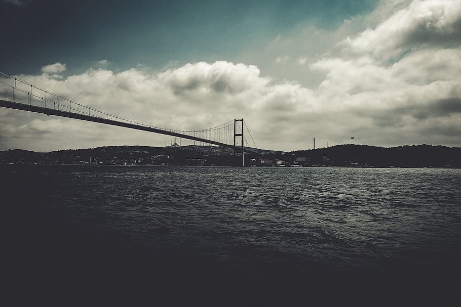 cloud, turkey, blue, structure, city, bridge, sea, istanbul HD wallpaper
