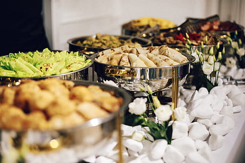 dumplings platter, food, meal, restaurant, cafeteria, buffet HD wallpaper