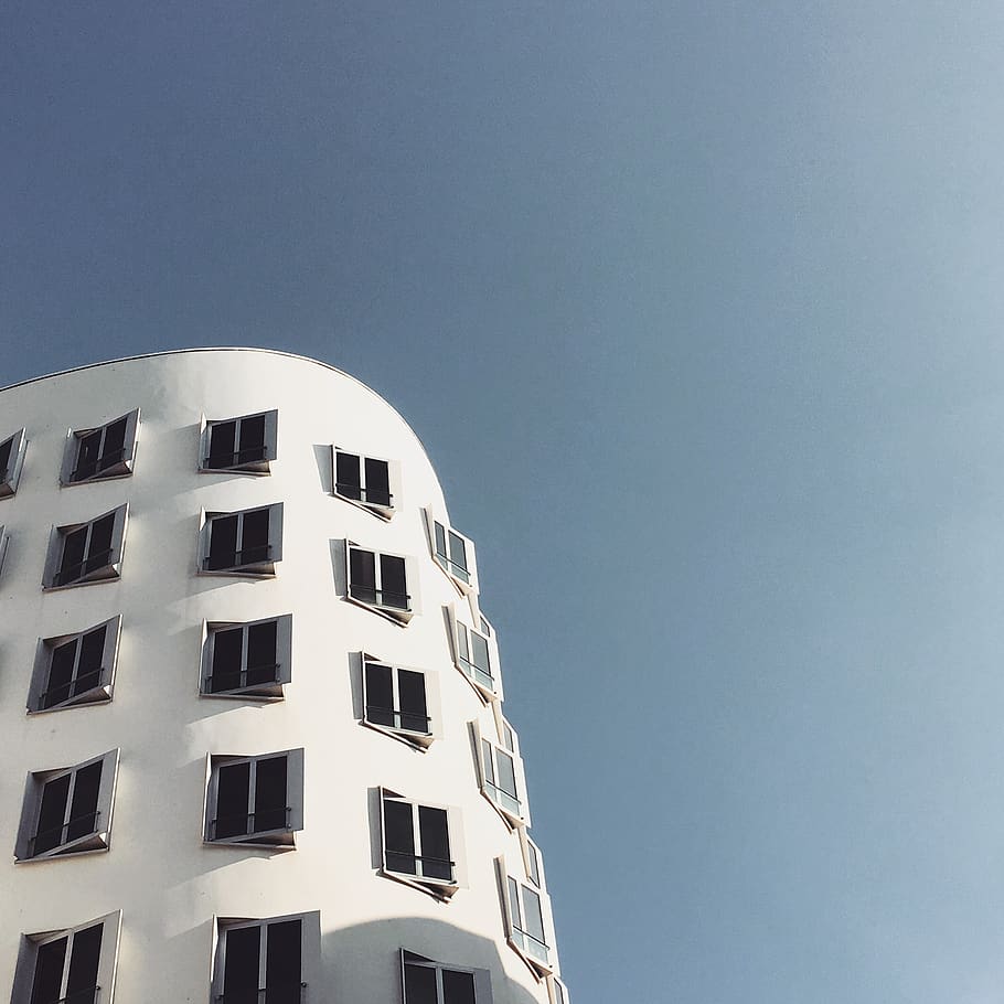 germany, düsseldorf, architecture, minimalism, sky, low angle view HD wallpaper