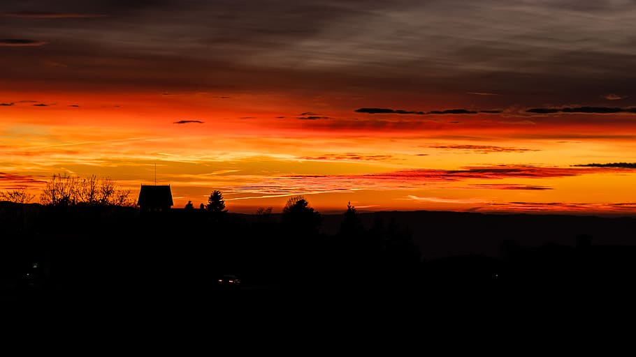 orange skies view, nature, outdoors, dusk, sunset, sky, red sky HD wallpaper