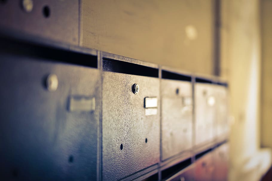 Pigeon hole mailboxes with bokeh effect, antique, apartment, letter, HD wallpaper
