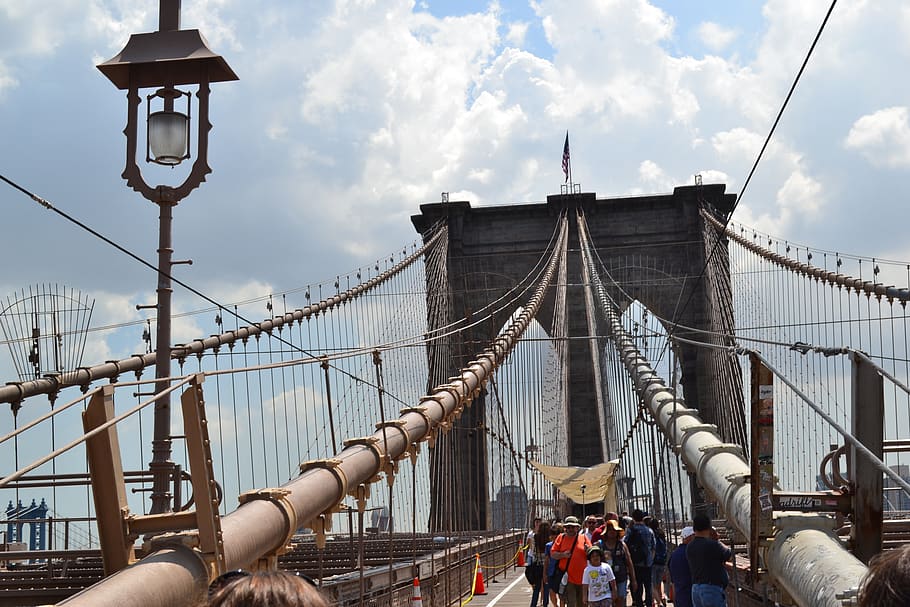 brooklyn, architecture, built structure, sky, connection, bridge HD wallpaper