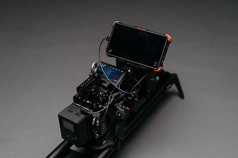 black smartphone attached to camera, electronics, computer, display HD wallpaper
