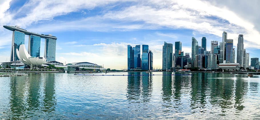 singapore, marina bay, skyscraper, river, marina bay sands, HD wallpaper