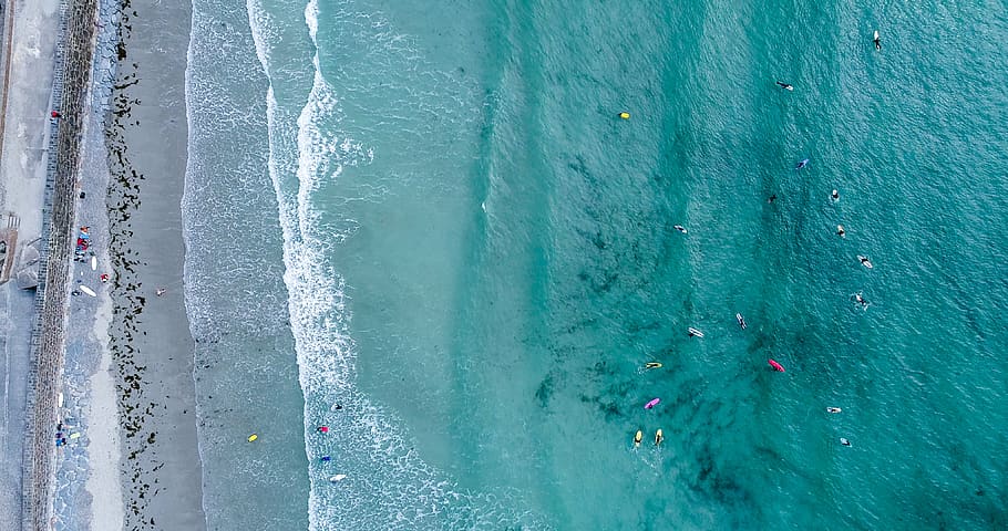 sea, ocean, water, waves, nature, aerial, view, summer, coast HD wallpaper