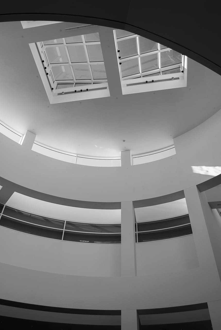 white concrete building, architecture, window, skylight, grey HD wallpaper