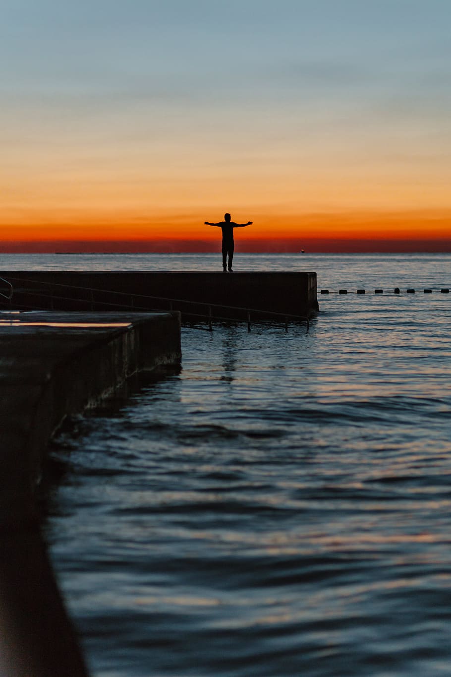 The man is looking at the sunset by the sea, waterscape, male HD wallpaper