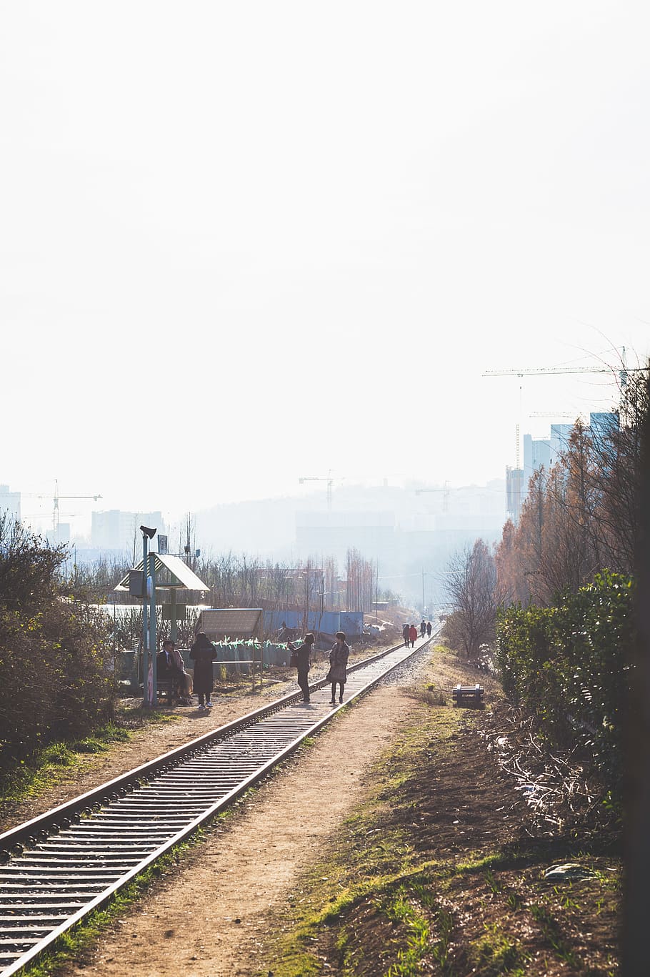 rail transportation, sky, mode of transportation, railroad track HD wallpaper