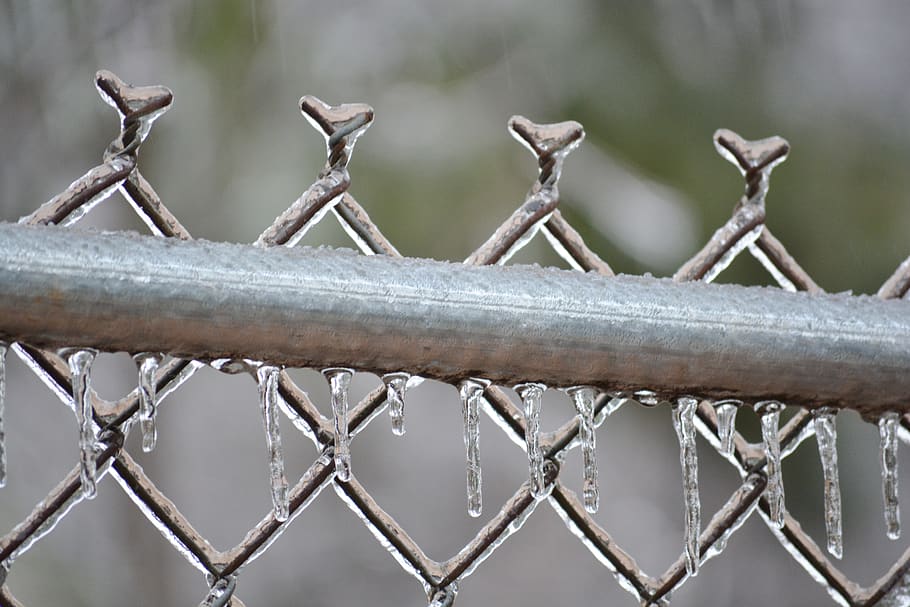 Ice, Frozen, Winter, metal, fence, boundary, close-up, no people HD wallpaper