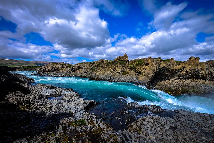 river surrounded by rocks, outdoors, nature, ocean, sea, water HD wallpaper