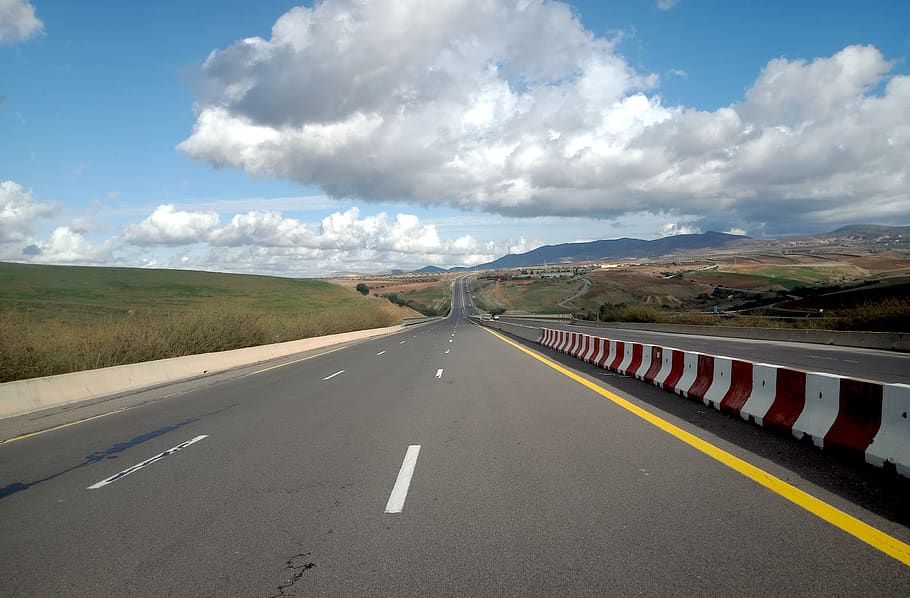 algeria, tlemcen, highway, road, sky, cloud - sky, sign, transportation HD wallpaper