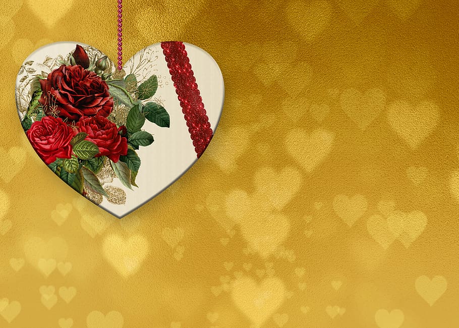 HD wallpaper: heart, flowers, background image, romantic, love, copy space  | Wallpaper Flare