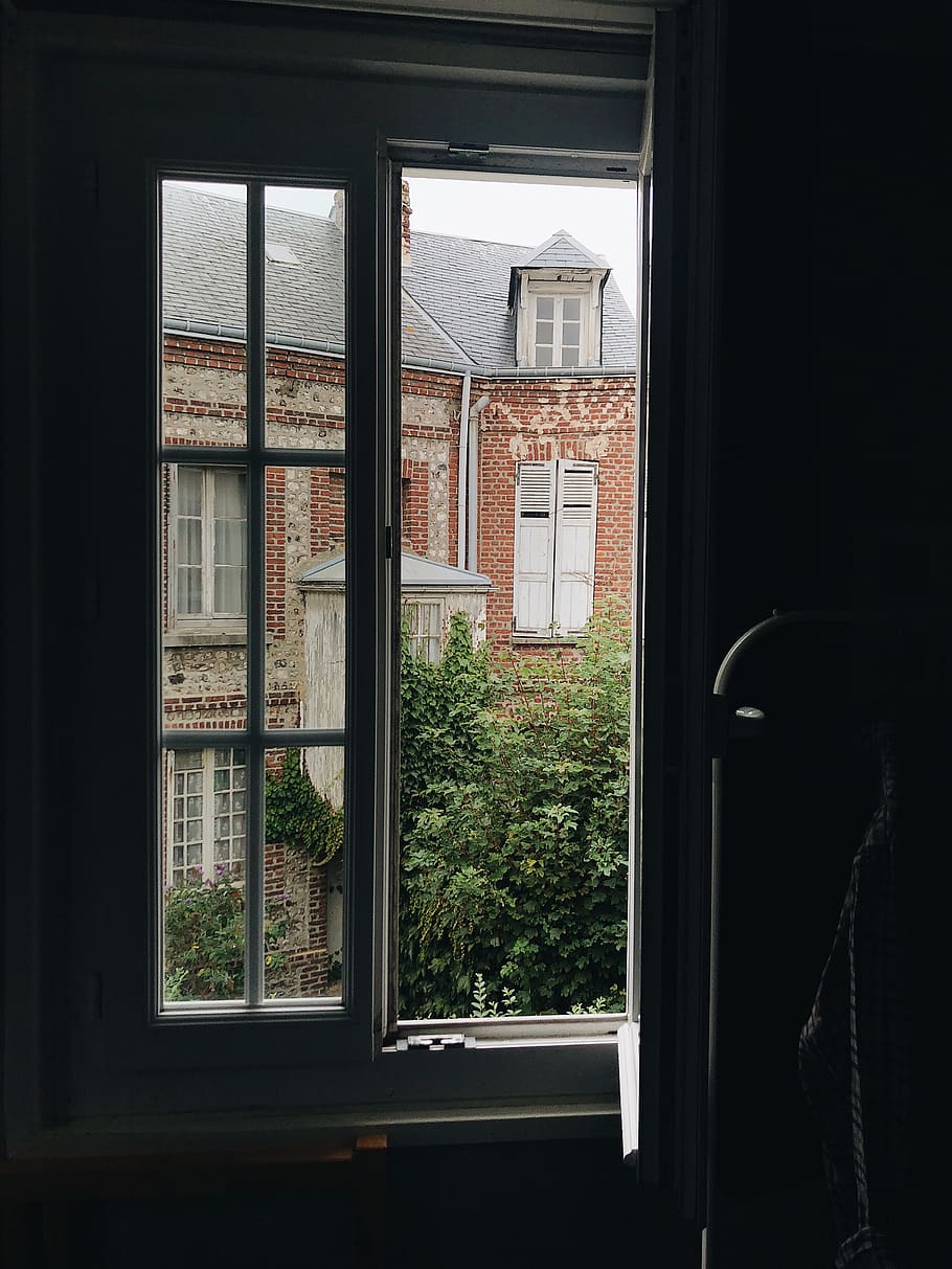 Open Window Across Red Building, architecture, built structure HD wallpaper