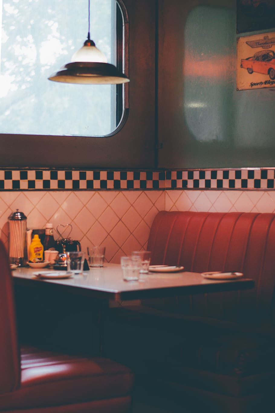 empty table and chairs, seat, absence, window, no people, architecture HD wallpaper