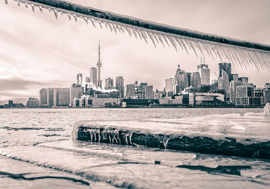 high-rise buildings, nature, outdoors, ice, canada, winter, city HD wallpaper