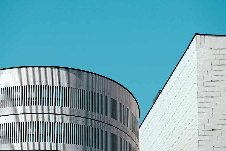 White Concrete Buildings, architecture, built structure, blue HD wallpaper