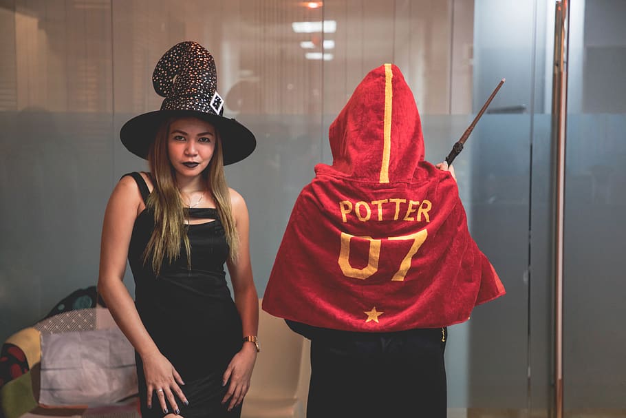 apparel, clothing, hat, human, person, sun hat, witch, potter HD wallpaper