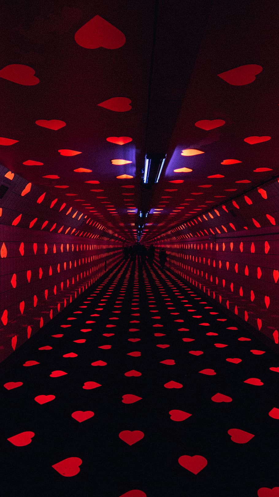 red heart lights turned on in room, rug, laser, tunnel, kiss, HD wallpaper