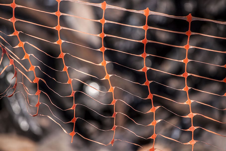 Plastic Orange Security Fence, background, net, pattern, abstract HD wallpaper