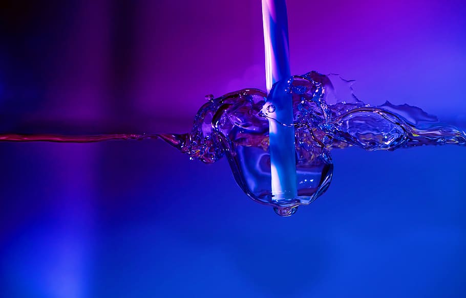 drinking straw, water surface, air bubbles, macro, transparent HD wallpaper