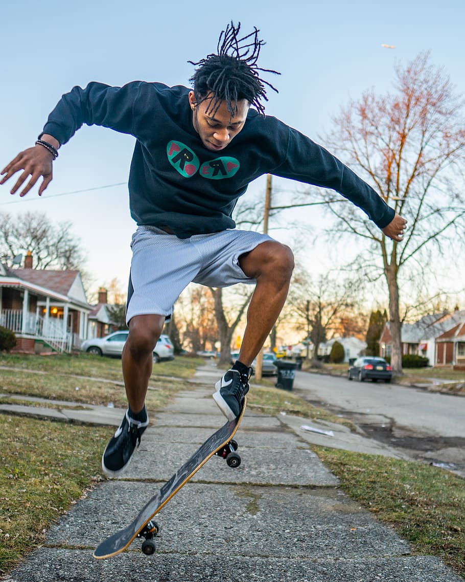Man Doing Skateboard Stunt, action, action energy, active, activity