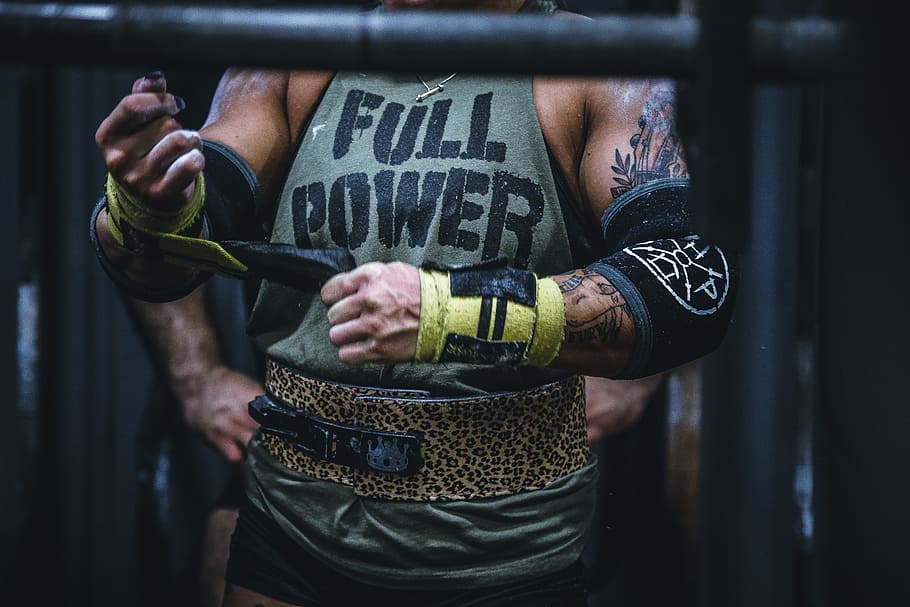 person wearing gray tank top, muscle, boxing, gym, tattoo, sportswear, HD wallpaper