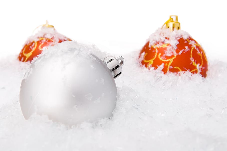 ball, snow, shine, isolated, wallpaper, decoration, fun, white HD wallpaper
