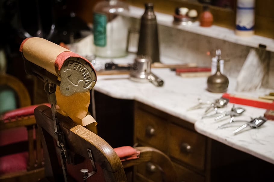 barber shop, chair, grooming, scissors, indoors, domestic room, HD wallpaper