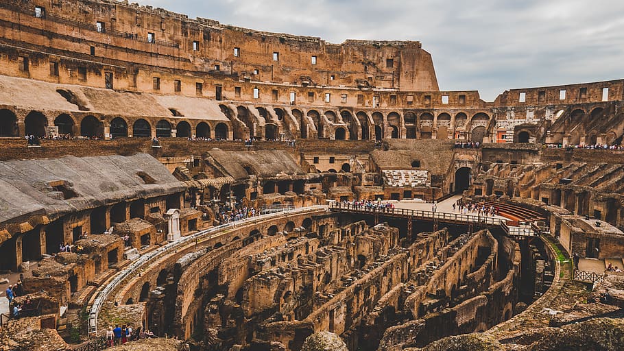 Colosseum, Italy, amphitheater, architecture, building, inside HD wallpaper