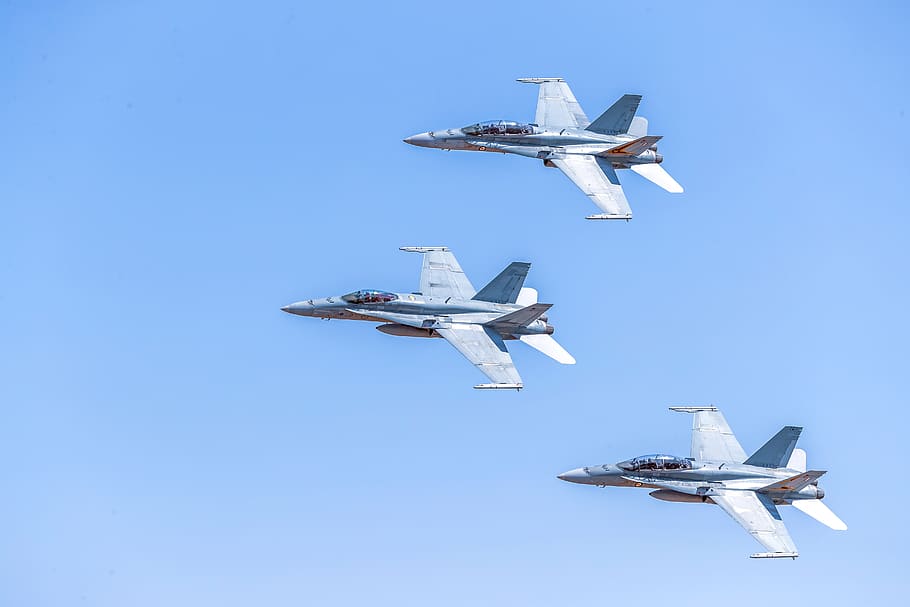 three blue planes during daytime, air vehicle, airplane, flying HD wallpaper
