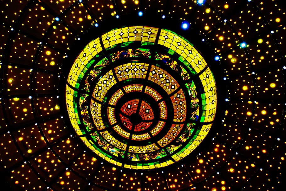illuminated, night, shape, circle, geometric shape, no people HD wallpaper