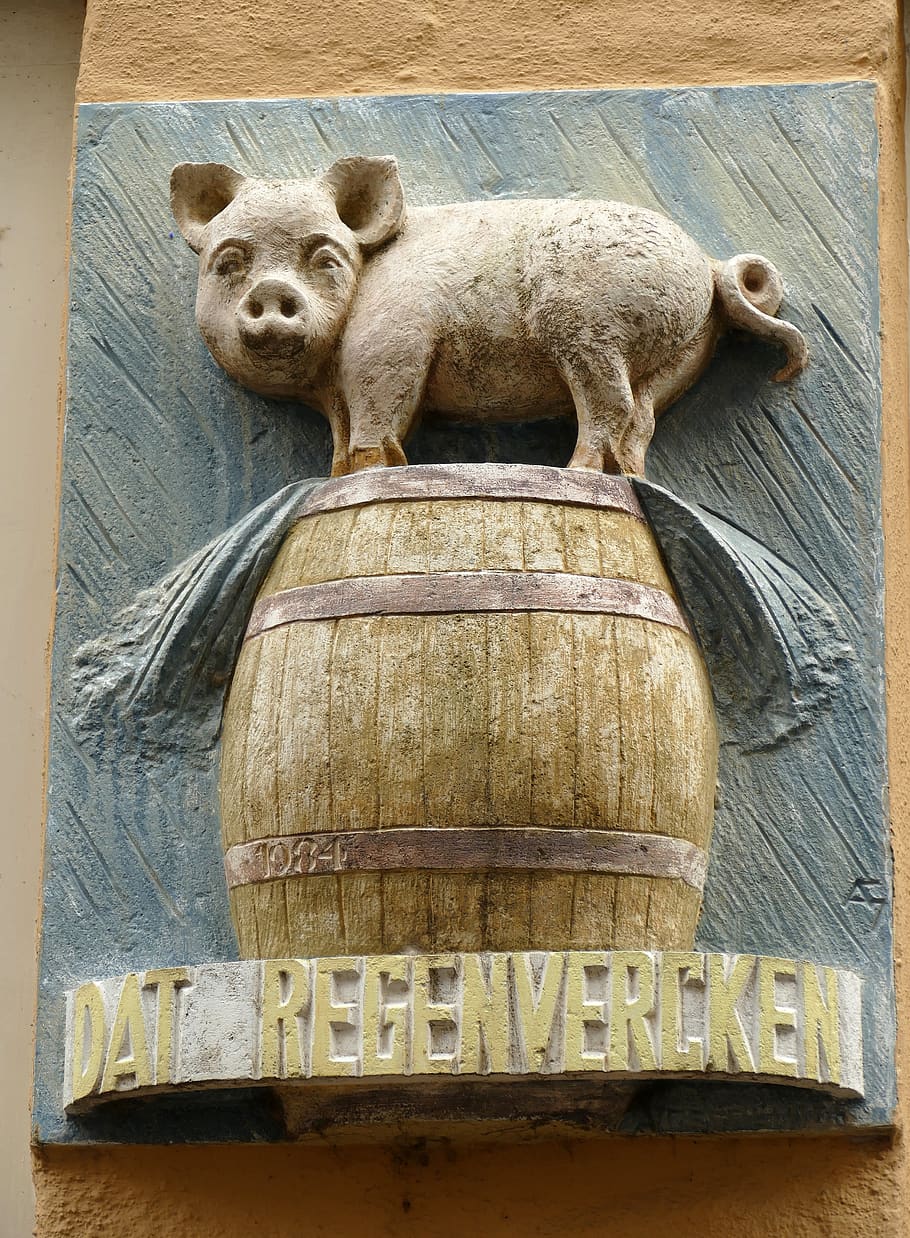 facing brick, decoration, wall, architecture, pig, tons, water-cask HD wallpaper
