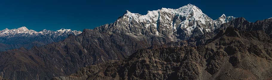 nepal, langtang national park, high, snow, himalaya, peak, peaks, HD wallpaper