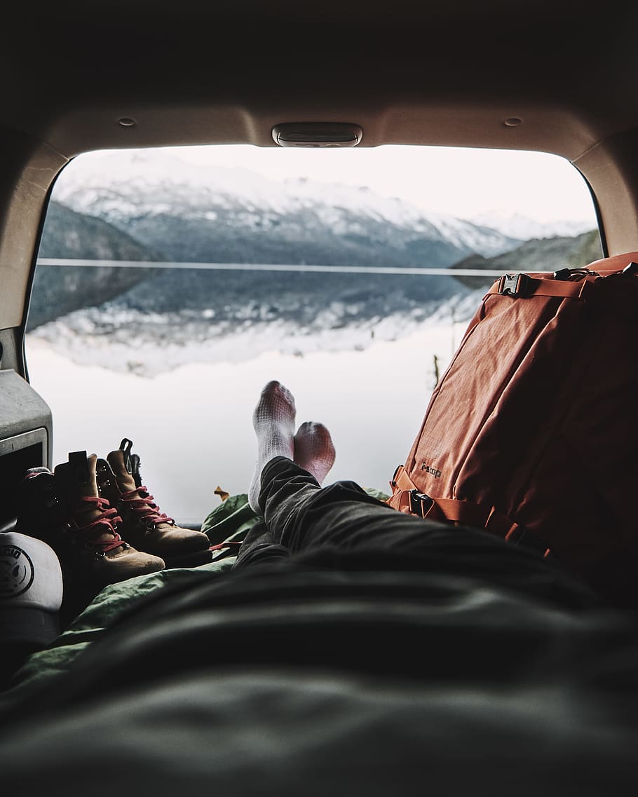 person laying down inside vehic;e, vehicle interior, transportation HD wallpaper