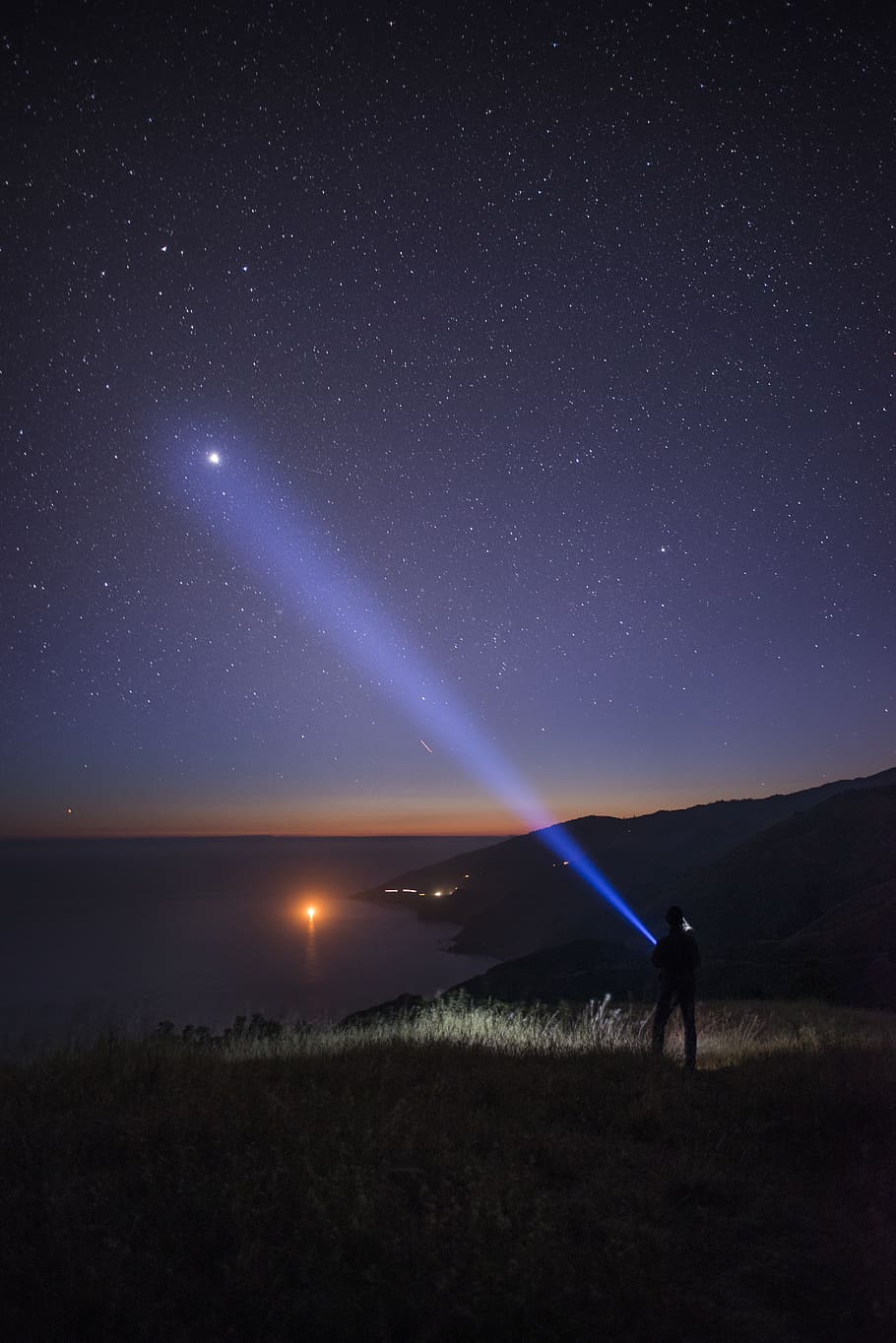 big sur, pacific, ocean, star, sky, night, space, star - space HD wallpaper