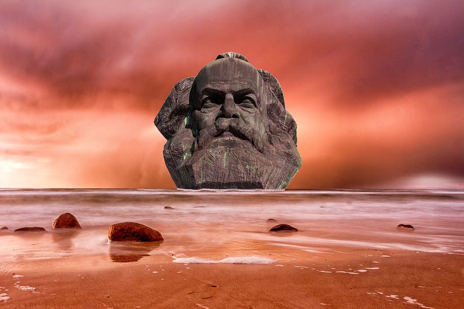 marx, sea, fantasy, composing, beach, landscape, water, cloud - sky HD wallpaper