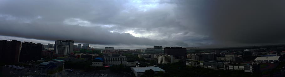 rain, gloomy, city, cloud, building, weather, cloud - sky, architecture, HD wallpaper