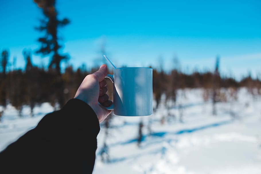 person holding white cup, human, coffee cup, outdoors, nature HD wallpaper