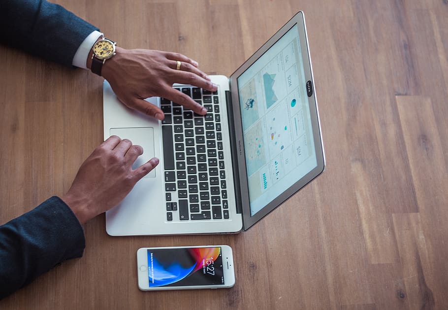 person using MacBook Air, human hand, technology, human body part HD wallpaper