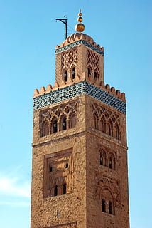 morocco, marrakech, koutoubia, mosque, minaret, architecture HD wallpaper