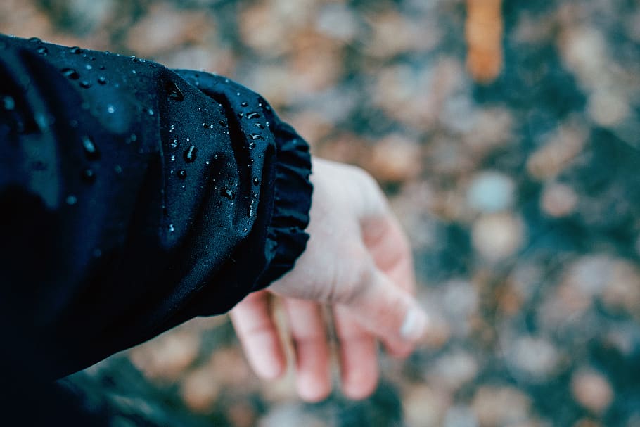 people, hands, jacket, water, droplets, drops, human body part HD wallpaper