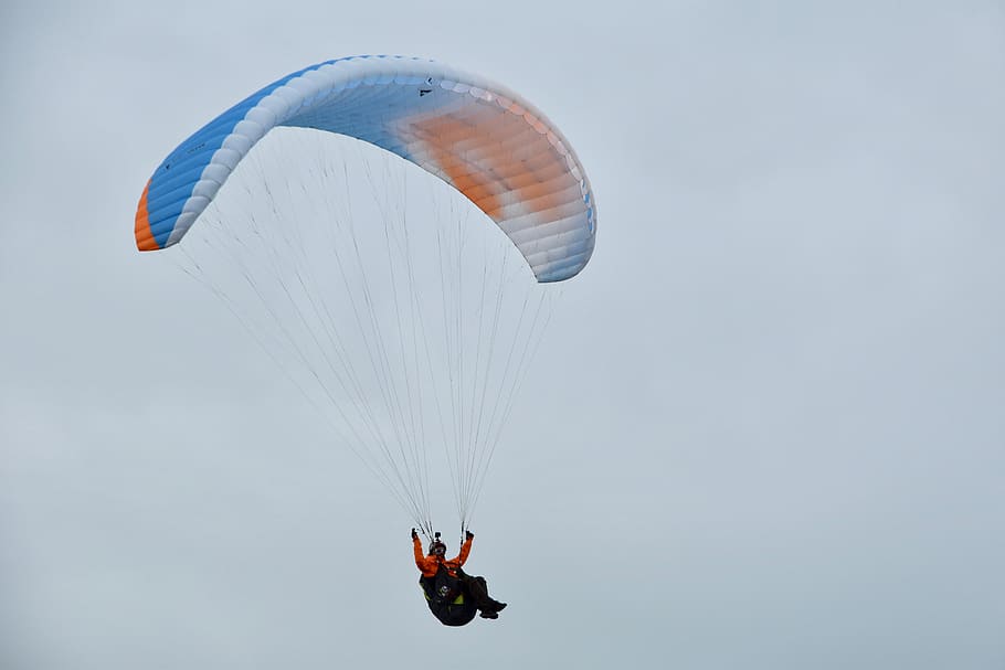 paragliding, paraglider, sailing wing, aircraft, fly, nature, HD wallpaper